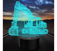 PONLCY Lampe illusion 3D à DEL pour pelleteuse, lampe de bureau pour chambre d'enfant, 7 couleurs clignotantes USB, lumières tactiles pour enfants, d'anniversaire, décoration de la maison