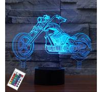 PONLCY Veilleuse de moto, lampe illusion 3D avec télécommande, 16 couleurs, lampes de bureau USB, décoration de chambre à coucher, lampe de table pour enfants, cadeaux d'anniversaire de Noël