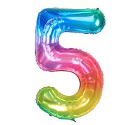 Ponmoo 40 Pouces Foil Ballon Chiffre 5 Neon Rainbow (101cm), Gonflable Hélium ou Air, Géant Numéro 0-9, 10-29, 30-100, Grand Ballons pour Mariage, Décoration de Fête d'anniversaire