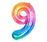Ponmoo 40 Pouces Foil Ballon Chiffre 9 Neon Rainbow (101cm), Gonflable Hélium ou Air, Géant Numéro 0-9, 10-29, 30-100, Grand Ballons pour Mariage, Décoration de Fête d'anniversaire