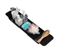 Pont de Bain pour Baignoire, Plateau de Baignoire Extensible, Planche de Bain pour Baignoire en Plastique, Serviteur de Baignoire avec Support pour Bougie Verre Vin Livre Savon Tablette et Téléphone