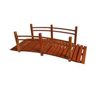 Pont de Jardin Relaxdays, Pont en Bois avec Garde-Corps, Sapin, pour Bassin, HxLxP: 58 x 185 x 72 cm, 200 kg, Orange