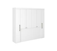 Pont de lit - 6 portes - Avec armoires et rangements - L216,5 cm - Blanc - ANTERO