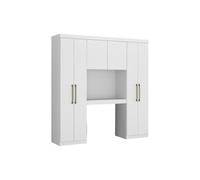 Vente-unique Pont de lit Antero - 6 Portes - avec armoires et rangements - L.200 cm - Blanc