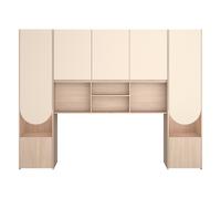 Pont de lit avec rangements ? Avec LEDs ? L266 cm ? Beige et naturel - DOMELITO