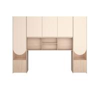 Pont de lit avec rangements ? Avec LEDs ? L266 cm ? Beige et naturel - DOMELITO