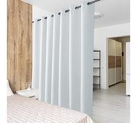 PONY DANCE Cloison Amovible - Rideaux Separation de Piece L254 x H274cm | Rideau Occultant, Dressing à Oeillet, Décoration Bureau Chambre Salon, Paravent Protection Regards, Gris Blanc, 1 Pc