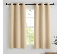 PONY DANCE Décoration de Fenêtre - Rideau Occultant Court Paire de Cuisine Lumières Bloquer pour Chambre, Tissu Prêt à Poser pour Maison, 106 X 114 cm, Jaune Beige, 2 Pcs