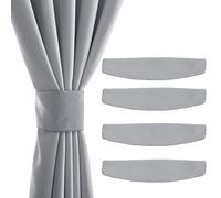 PONY DANCE Embrasse À Rideaux Fait à la Main Decoration Rideau Occultant/Rideaux Velours, Attache Rideau Aimantée pour Salon, Chambre, Bureau, Hotêl, 47x10cm, Gris Argenté, Lot de 4