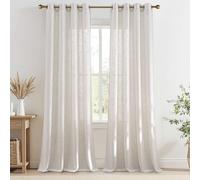 PONY DANCE Lot de 2 Rideau Voilage Lin - Rideaux Translucide L140xH200cm : Lumière Douce & Intimité pour Fenêtre Porte Chambre Salon Maison Interieurs, Decoration avec Oeillets, Écru