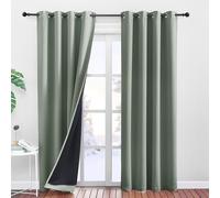 PONY DANCE Rideau 100% Occultant - Isolation Thermique Anti Froid Chaleur | Anti Chaleur, Lumière Bloquer, Draperies à Oeillet,Décoration de Fenêtre Chambre Salon Maison,2 Pcs, 140x240cm,Sauge Vert