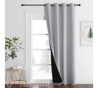 PONY DANCE Rideau 100% Occultant - Rideau Thermique Anti Froid Chaleur | Total Lumineux Bloquer,Décoration Maison Chambre Salon,avec Noir Doublure,Anti UV,L 140x H260cm,Lot de 1,Gris Argenté