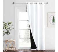 PONY DANCE Rideau 100% Occultant - Rideau Thermique Anti Froid Chaleur | Total Lumineux Bloquer, Décoration Maison Chambre Salon, avec Noir Doublure,Anti UV, L 140x H260cm, Lot de 1, Blanc Pur