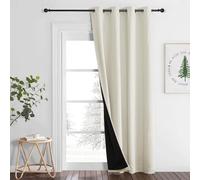 PONY DANCE Rideau 100% Occultant - Rideau Thermique Anti Froid Chaleur | Total Lumineux Bloquer, Décoration Maison Chambre Salon,avec Noir Doublure,Anti UV,L 140x H260cm,Lot de 1,Beige Clair