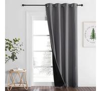 PONY DANCE Rideau 100% Occultant - Rideau Thermique Anti Froid Chaleur | Total Lumineux Bloquer, Décoration Maison Chambre Salon, avec Noir Doublure,Anti UV, L 140 cm x H240cm, Lot de 1, Gris