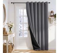 PONY DANCE Rideau 100% Occultant Thermique Anti Froid Chaleur 200x245cm | Lumineux Bloquer, Décoration Maison Chambre Salon, avec Noir Doublure, Anti UV, Grande Largeur à Oeillets, 1 PC, Gris