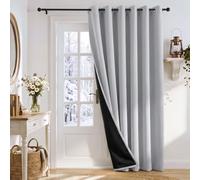PONY DANCE Rideau 100% Occultant Thermique Anti Froid Chaleur 200x245cm | Lumineux Bloquer, Décoration Maison Chambre Salon,avec Noir Doublure,Anti UV, Grande Largeur à Oeillets, 1 PC, Gris Argenté