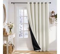 PONY DANCE Rideau 100% Occultant Thermique Anti Froid Chaleur 200x245cm | Lumineux Bloquer, Décoration Maison Chambre Salon,avec Noir Doublure,Anti UV, Grande Largeur à Oeillets, 1 PC, Beige Clair