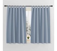 PONY DANCE Rideau a Pattes - Rideaux Occultant Court de Petite Fenêtre | Décoration Maison Cuisine, Lumiere Bloquer, Prêt à Poser, Tenture Opaque, Largeur 140 x H 145cm, 2 Panneaux, Bleu Vintage