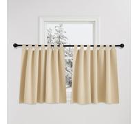 PONY DANCE Rideau Court Occultant a Pattes, L 140 X H 120 cm, Jaune Beige | Design Moderne, Decoration Placard Chambre Maison Cuisine Petite Fenetre, Isolation Lumiere, Prêt Poser, Anti-uv, 2 Panneaux