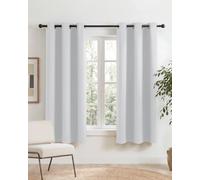 PONY DANCE Rideau Court Occultant avec Oeillets, L106 X H158cm, Lot de 2 | Design Moderne, Decoration Chambre Maison Cuisine Petite Fenetre, Isolation Lumiere, Prêt Poser, Anti-uv, Gris Blanc