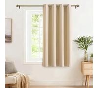 PONY DANCE Rideau Cuisine - Rideaux Occultant Court de Petite Fenêtre | Décoration Maison Chambre, Lumiere Bloquer, Prêt à Poser, Tenture Opaque, Largeur 140 x H 145cm, 1 Panneau, Jaune Beige
