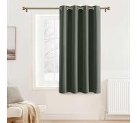 PONY DANCE Rideau Cuisine - Rideaux Occultant Court de Petite Fenêtre | Décoration Maison Chambre, Lumiere Bloquer, Prêt à Poser, Tenture Opaque, Largeur 132 x Hauteur 90 cm, 1 Panneau, Vert Gris