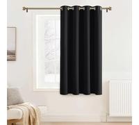 PONY DANCE Rideau de Fenêtre - Rideaux Court Opaque Occultant 140x145cm | Tenture Occultant à Oeillets, Panneau Isolation Thermique anti Lumiere, Decoration pour Cuisine Maison Chambre, 1 PC, Noir