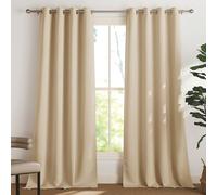 PONY DANCE Rideau Enfants Chambre - Décoration de Fenêtre Draperies à Oeillets Isolation Lumineux Bruits Tissu Lourd pour Maison Chambre, Jaune Beige, 140 X 300 cm, Lot de 2
