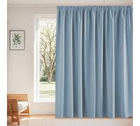 PONY DANCE Rideau Grande Largeur Occultant Galon Fronceur Passe Tringle | L300xH245cm, Lot de 1, Thermique Isolant anti Froid Chaleur, Decoration pour Fenetre Chambre Salon, Bleu Vintage