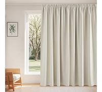 PONY DANCE Rideau Grande Largeur Occultant Galon Fronceur Passe Tringle | L300xH245cm, Lot de 1, Thermique Isolant anti Froid Chaleur, Decoration pour Fenetre Chambre Salon, Beige Clair Curatins