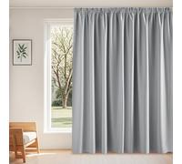 PONY DANCE Rideau Grande Largeur Occultant Galon Fronceur Passe Tringle | L300xH245cm, Lot de 1, Thermique Isolant anti Froid Chaleur, Decoration pour Fenetre Chambre Salon, Gris Argenté