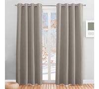 PONY DANCE Rideau Isolant Thermique Occultant à Oeillet 140x Hauteur 200cm | Rideaux Porte Fenetre, Sable, 2 Pièces, Tissu Lourd Solid, Decoration Maison Chambre Bureau/hotel, Tissu Opaque Intérieur