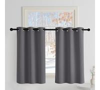 PONY DANCE Rideau Occultant Cuisine - Rideaux Court Panneaux à Oeillets | Decoration pour Masion Chambre Petite Fenetre, Isolation Lumineux Prêt Poser, 106cm Largeur Sur 90 Hauteur, Gris, Lot de 2
