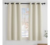PONY DANCE Rideau Occultant Cuisine - Rideaux Court Panneaux à Oeillets | Decoration pour Masion Chambre Petite Fenetre, Isolation Lumineux Prêt Poser, 106cm Largeur x H 114cm, Beige Clair, 2 Pcs