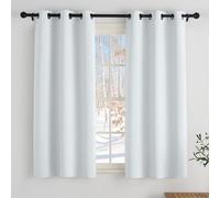 PONY DANCE Rideau Occultant Cuisine - Rideaux Court Panneaux à Oeillets | Decoration pour Masion Chambre Petite Fenetre, Isolation Lumineux Prêt Poser, 106cm Largeur x H 114cm, Gris Blanc, Lot de 2