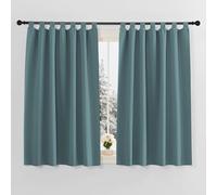 PONY DANCE Rideau Occultant Cuisine - Rideaux Court Panneaux a Pattes | Decoration pour Masion Chambre Petite Fenetre, Isolation Lumineux Prêt Poser, 140cm Largeur x H 145cm, Bleu Arctique, 2 Pcs
