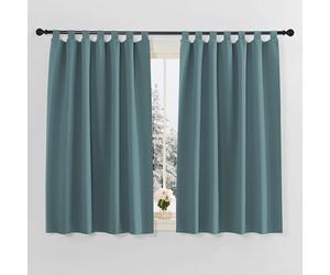 PONY DANCE Rideau Occultant Cuisine - Rideaux Court Panneaux a Pattes | Decoration pour Masion Chambre Petite Fenetre, Isolation Lumineux Prêt Poser, 140cm Largeur x H 145cm, Bleu Arctique, 2 Pcs
