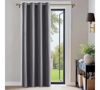 PONY DANCE Rideau Occultant - Décoration de Porte Fenêtre Intérieurs - Lot de 1 Panneaux Anti Chaleur Anti Froid avec Oeillets Isolation Lumineux, Largeur 132 x Hauteur 210cm, Gris