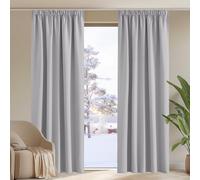 PONY DANCE Rideau Occultant Galon Fronceur Thermique Isolant pour Chambre | 140x245cm,anti Chaleur Froid, Bloquer Lumiere, Draperies Intérieurs Decoration Fenetre Salon Maison, 2 Pcs, Gris Argenté