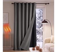 PONY DANCE Rideau Occultant Isolant Thermique Matelassé Amovible 200x240 | Rideau Anti Froid Chaleur, Anti-Bruit,pour Fenetre Salon Chambre Maison, Grande Largeur a Oeillets, Lot de 1, Gris
