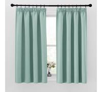 PONY DANCE Rideau Occultant - Rideau Thermiques Galon Fronceur sans Percage, Draperies Intérieurs Décoration pour Cuisine Maison, Vert Clair, L 140 x H 145 cm, 2 Panneaux