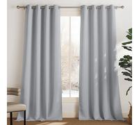 PONY DANCE Rideau Occultant Salon Oeillets Isolation Thermique 140x350 cm | Rideaux Anti Chaleur, Anti Froid, anti UV, Décoration Fenêtre, Lumineux Bloquer pour Maison Chambre, Gris Argenté, Lot de 2