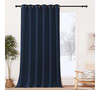PONY DANCE Rideau Occultant Thermique - Rideaux de Fenêtre Isolant Lumiere | Grande Largeur Anti Chaleur Froid, Decoration Salon Chambre, Tombé Lourd, 200 Largeur et 245cm Hauteur, 1 Pièce, Bleu Foncé