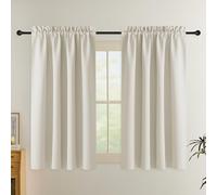 PONY DANCE Rideau Occultant Thermiques - Lot de 2 Rideau Opaque Court Passe Tringle, Draperies Intérieurs pour Decoration de Chambre Enfants Adultes/Salle a Manger/Salon, L140xH160 cm, Beige Clair