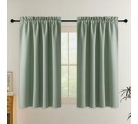PONY DANCE Rideau Occultant Thermiques - Lot de 2 Rideau Opaque Court Passe Tringle, Draperies Intérieurs pour Decoration de Chambre Enfants Adultes/Salle a Manger/Salon, L140xH160 cm, Vert Sauge