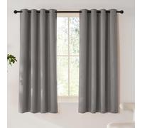 PONY DANCE Rideau Occultants Thermique - Décoration de Fenêtre Chambre, Opaque Draperies à Oeillets Isolation Lumineux Anti Froid Chaleur, Gris Mat, L140 X H175 cm, Lot de 2