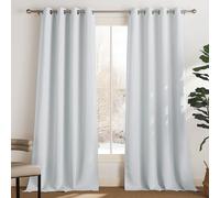PONY DANCE Rideau Opaque Occultant Blanc Gris Décoration Fenêtre 140x240 | Isolant Thermiques Anti Froid Chaleur, Decoration Maison Chambre Salon, Avec Oeillets, Tissu Solid Polyester, 2 Panneaux