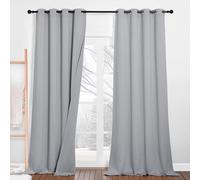 PONY DANCE Rideau Phonique Anti Bruit - Rideaux Occultant Anti Froid | Isolant Thermique anti Chaleur, 100% Lumiere Bloquer, Decoration Maison Chambre, L132 x H260cm, Gris Argenté, 2 Pieces