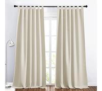 PONY DANCE Rideau Salon Occultant Phonique Draperies Interieurs Décoration de Fenêtre Isolation Thermique pour Maison Économie d'Energie, 140 x 245cm (lxh), Beige Clair, 2 PCs